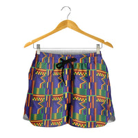 African Kente Pattern Shorts for Women Fathia Fata Nkrumah - Wonder Print Shop