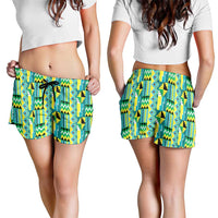 African Kente Pattern Shorts for Women Nkyinkyin - Wonder Print Shop