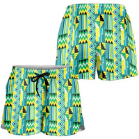 African Kente Pattern Shorts for Women Nkyinkyin - Wonder Print Shop