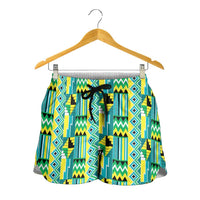 African Kente Pattern Shorts for Women Nkyinkyin - Wonder Print Shop