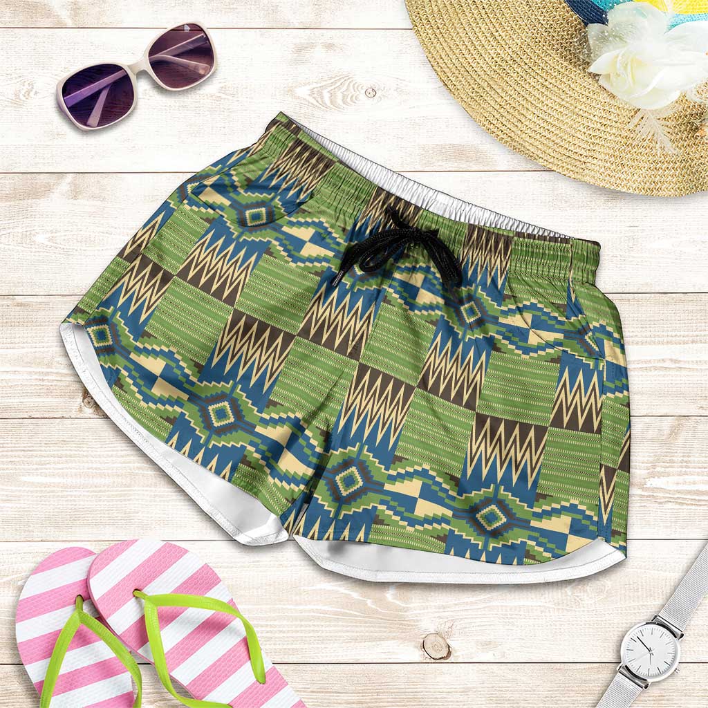 African Kente Pattern Shorts for Women Obaakofo Mmu Man - Wonder Print Shop