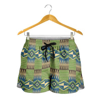 African Kente Pattern Shorts for Women Obaakofo Mmu Man - Wonder Print Shop