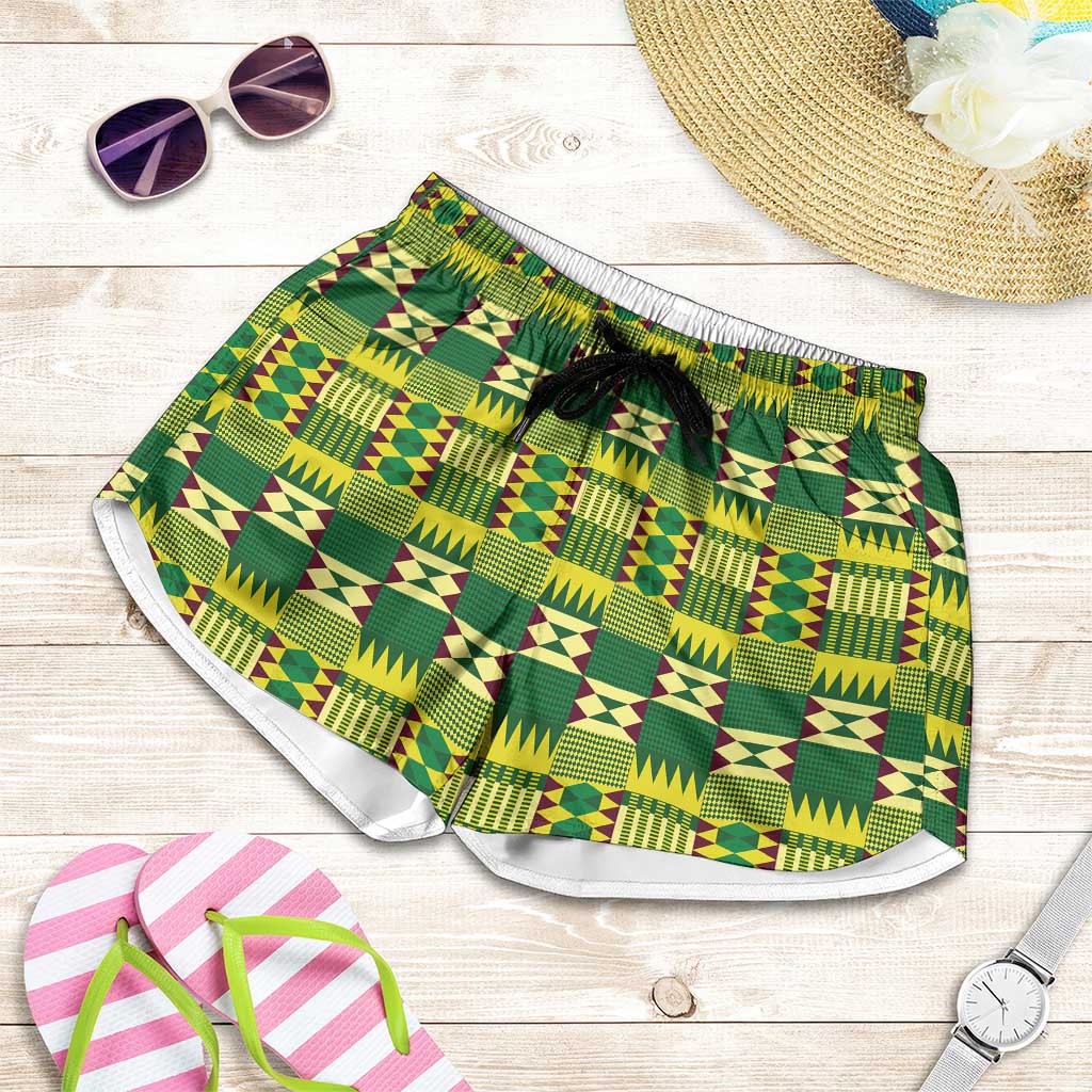 African Kente Pattern Shorts for Women Sika Fre Mogya - Wonder Print Shop