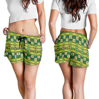 African Kente Pattern Shorts for Women Sika Fre Mogya - Wonder Print Shop
