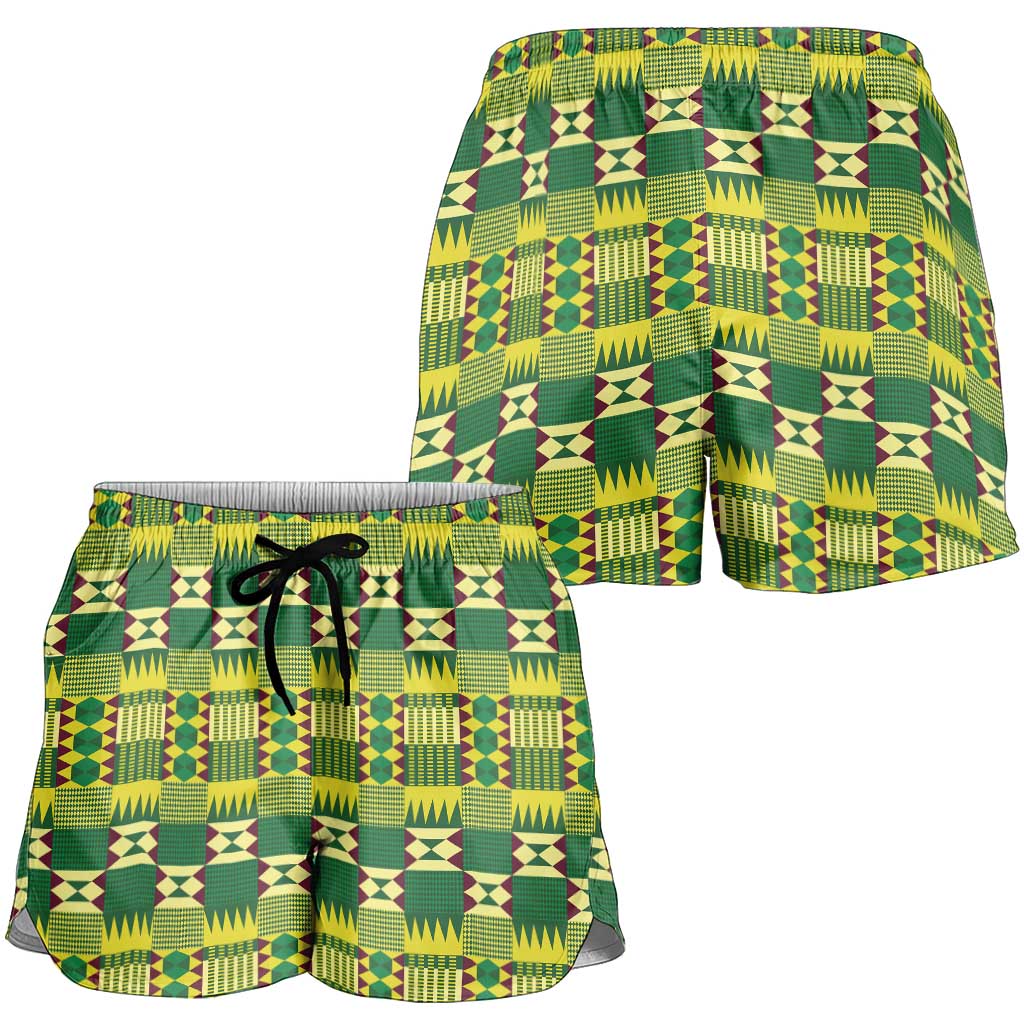 African Kente Pattern Shorts for Women Sika Fre Mogya - Wonder Print Shop