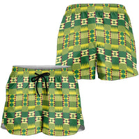 African Kente Pattern Shorts for Women Sika Fre Mogya - Wonder Print Shop