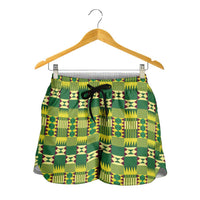 African Kente Pattern Shorts for Women Sika Fre Mogya - Wonder Print Shop