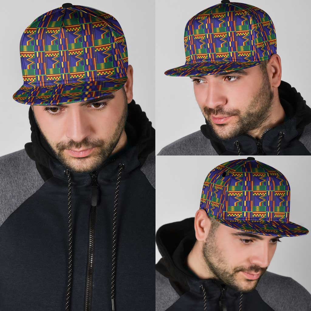 African Kente Pattern Snapback Cap Fathia Fata Nkrumah - Wonder Print Shop