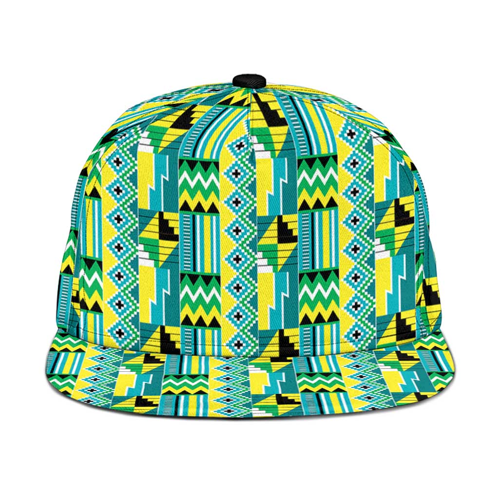 African Kente Pattern Snapback Cap Nkyinkyin - Wonder Print Shop