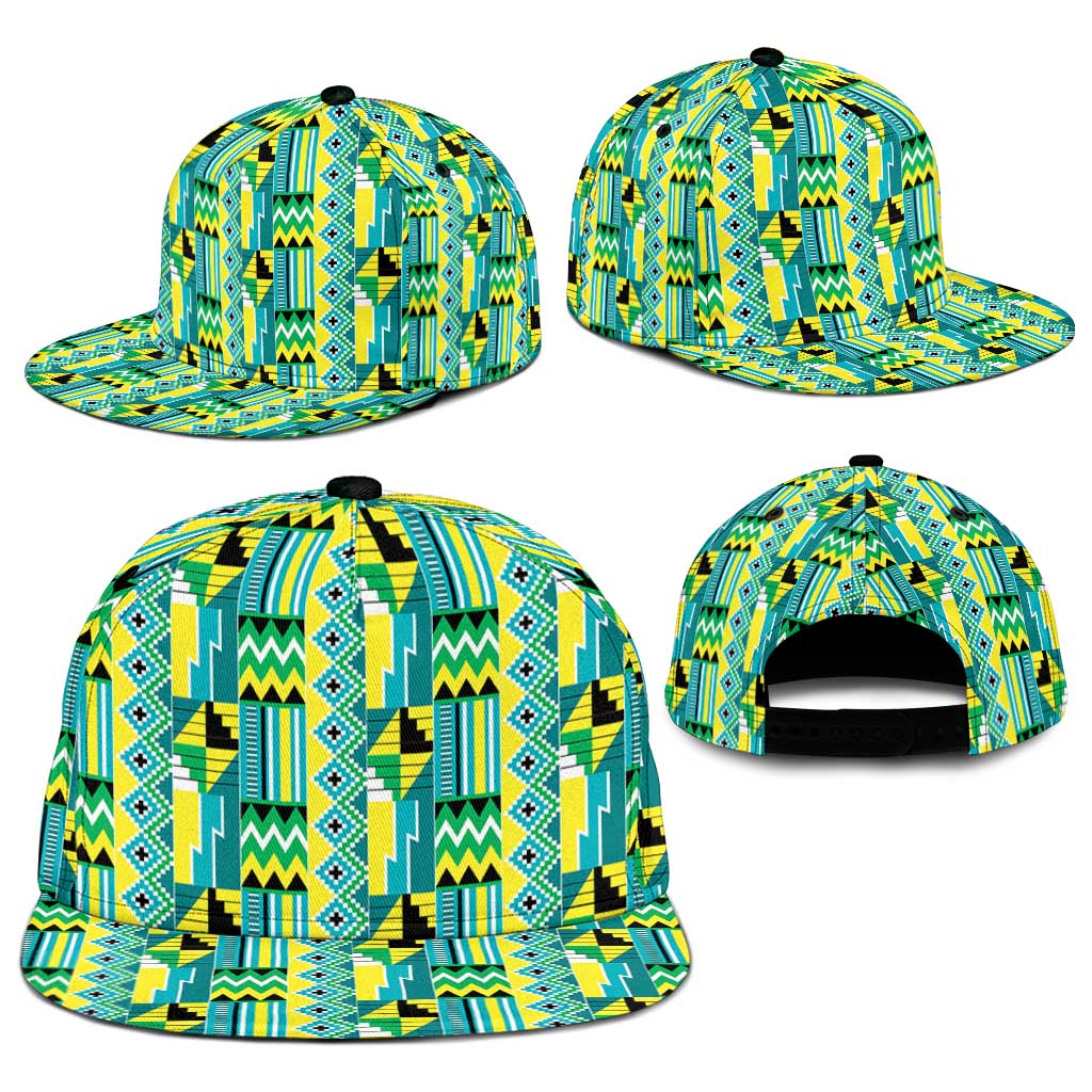 African Kente Pattern Snapback Cap Nkyinkyin - Wonder Print Shop