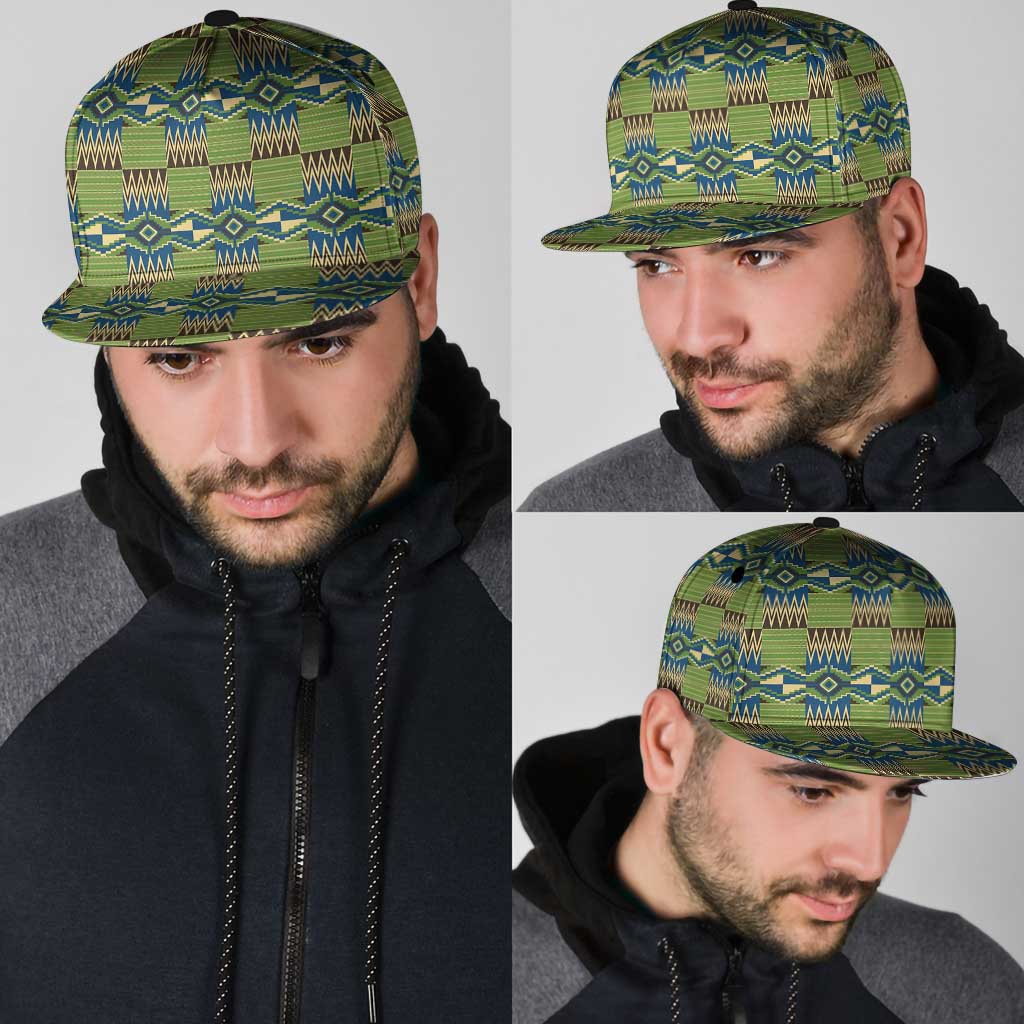 African Kente Pattern Snapback Cap Obaakofo Mmu Man - Wonder Print Shop