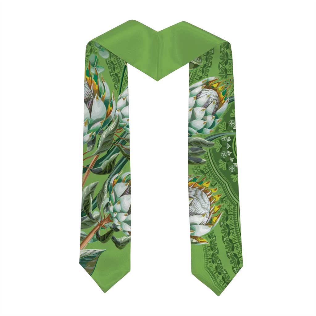 African King Proteas Dashiki Motif Graduation Stole Green Style