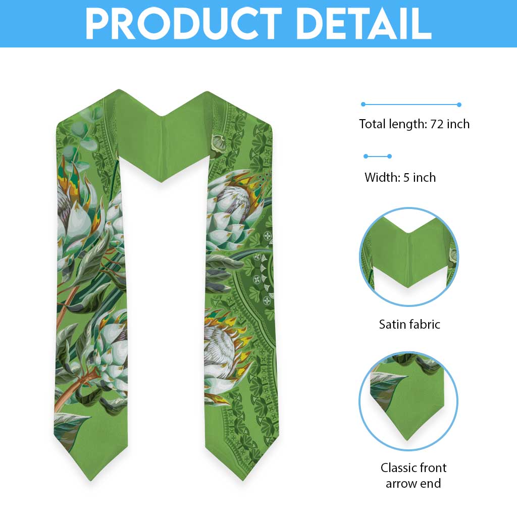African King Proteas Dashiki Motif Graduation Stole Green Style