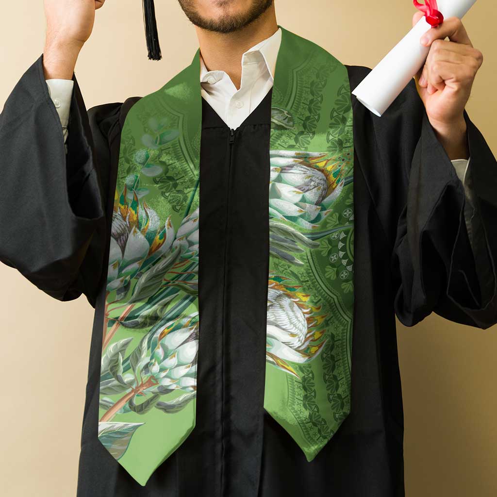 African King Proteas Dashiki Motif Graduation Stole Green Style