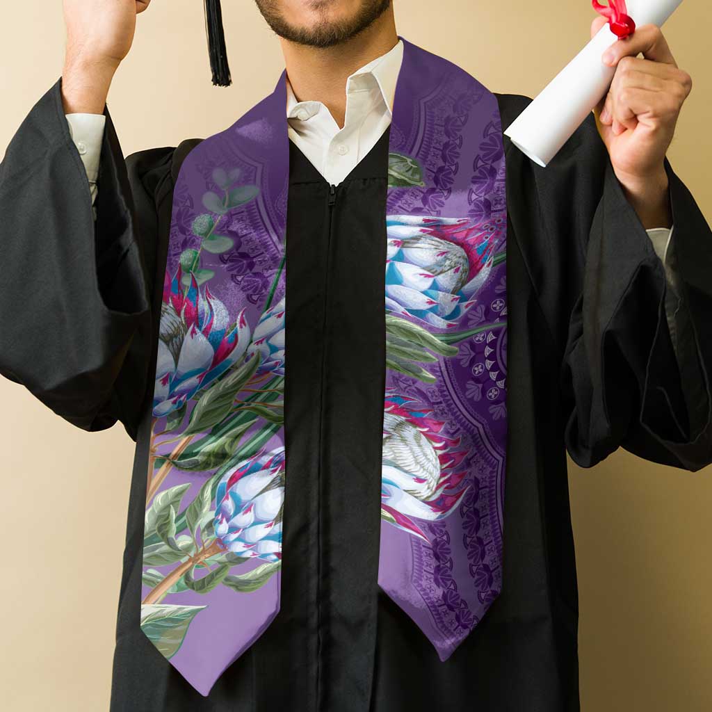 African King Proteas Dashiki Motif Graduation Stole Violet Style