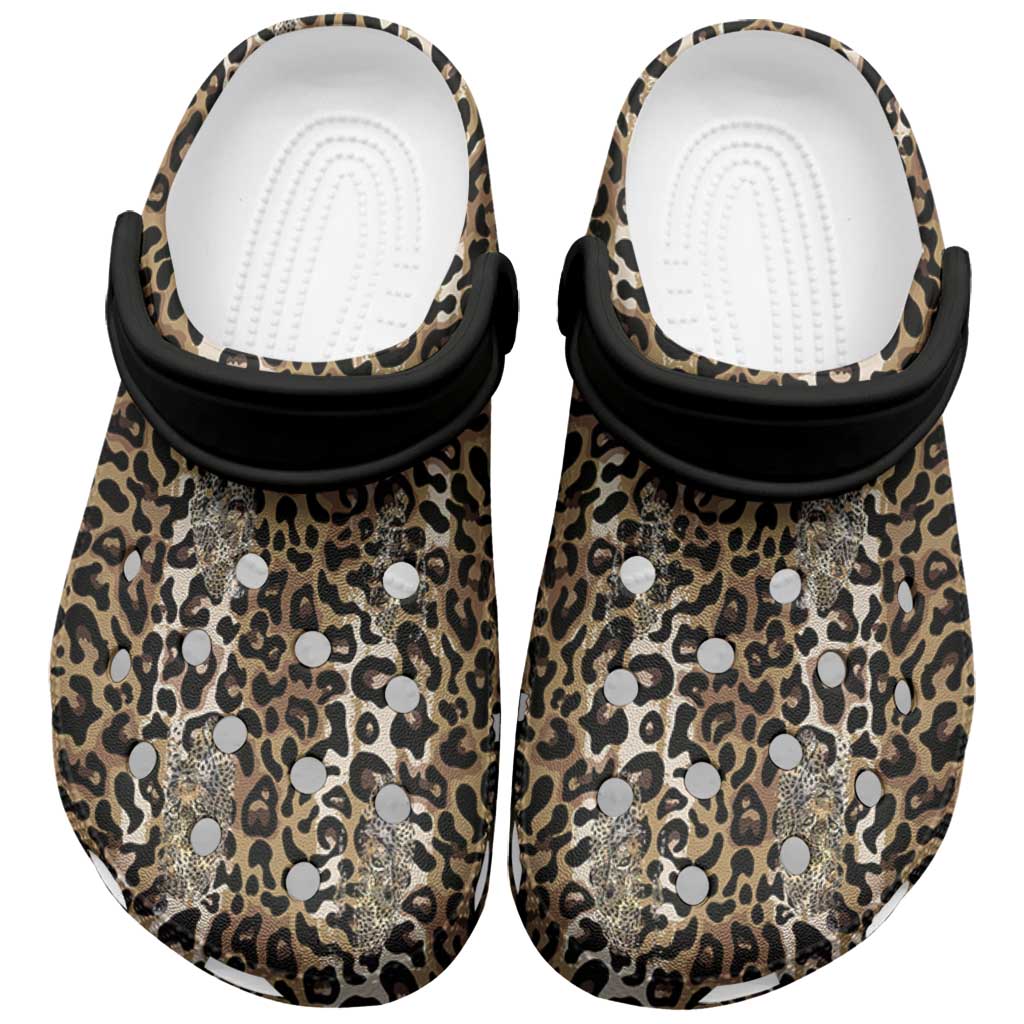 African Leopard Skin Pattern Clogs Shoes - Wonder Print Shop