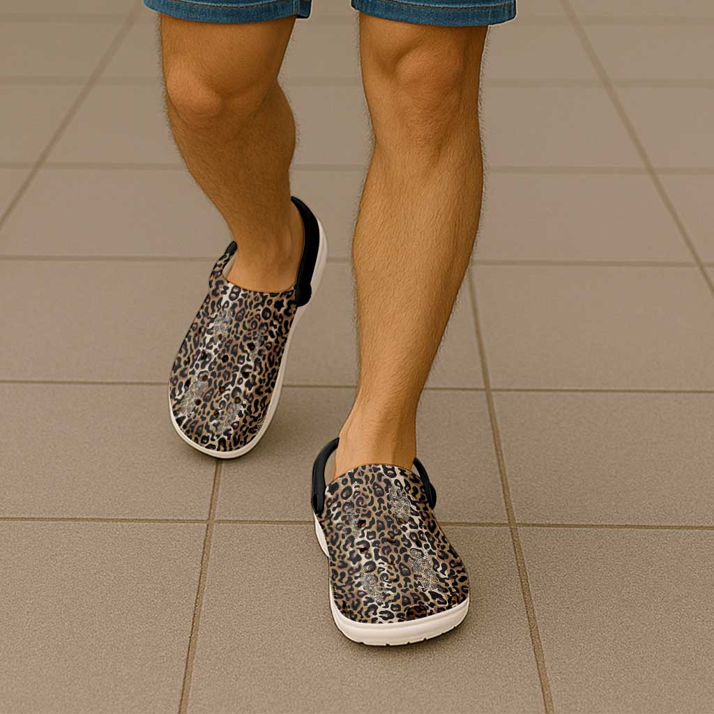 African Leopard Skin Pattern Clogs Shoes - Wonder Print Shop