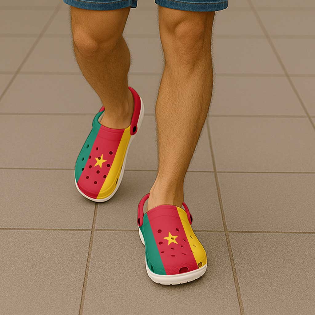 African Proud Cameroon Flag Clogs Shoes - Wonder Print Shop