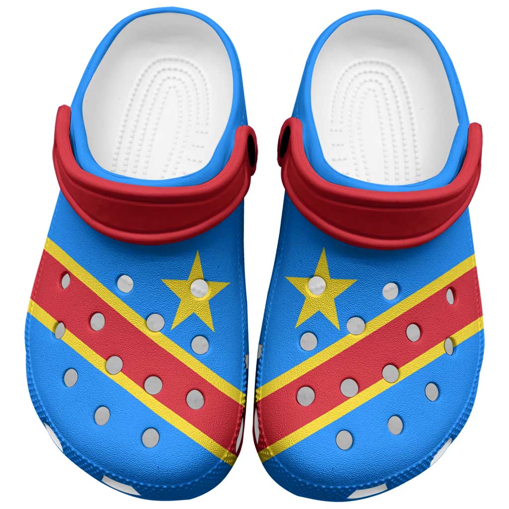 African Proud  Democratic Republic of the Congo Flag Clogs Shoes - Wonder Print Shop