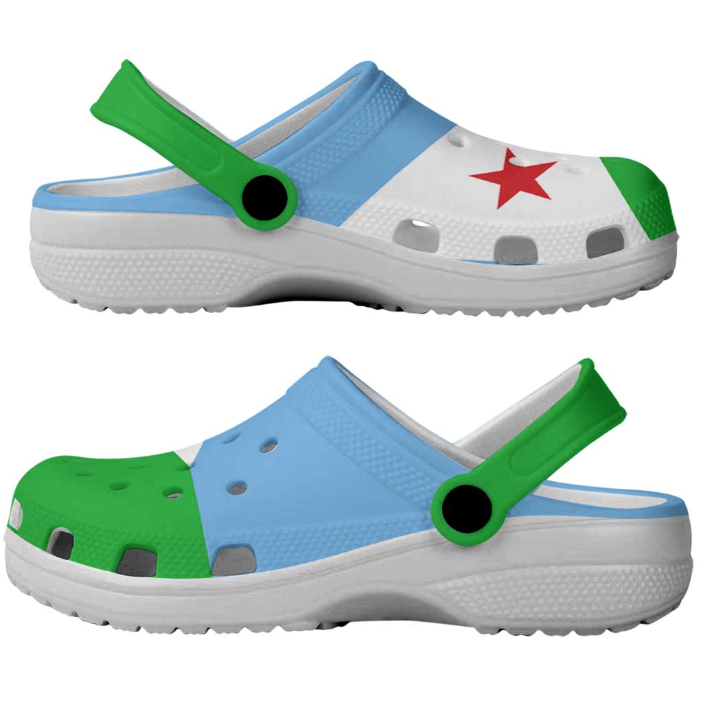 African Proud Djibouti Flag Clogs Shoes - Wonder Print Shop