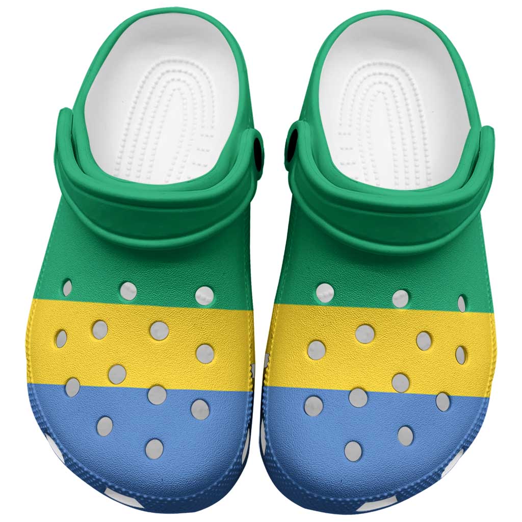 African Proud Gabon Flag Clogs Shoes - Wonder Print Shop