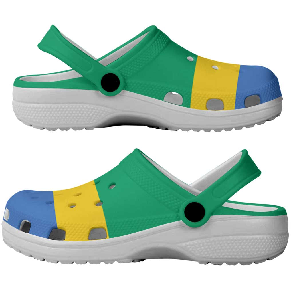 African Proud Gabon Flag Clogs Shoes - Wonder Print Shop