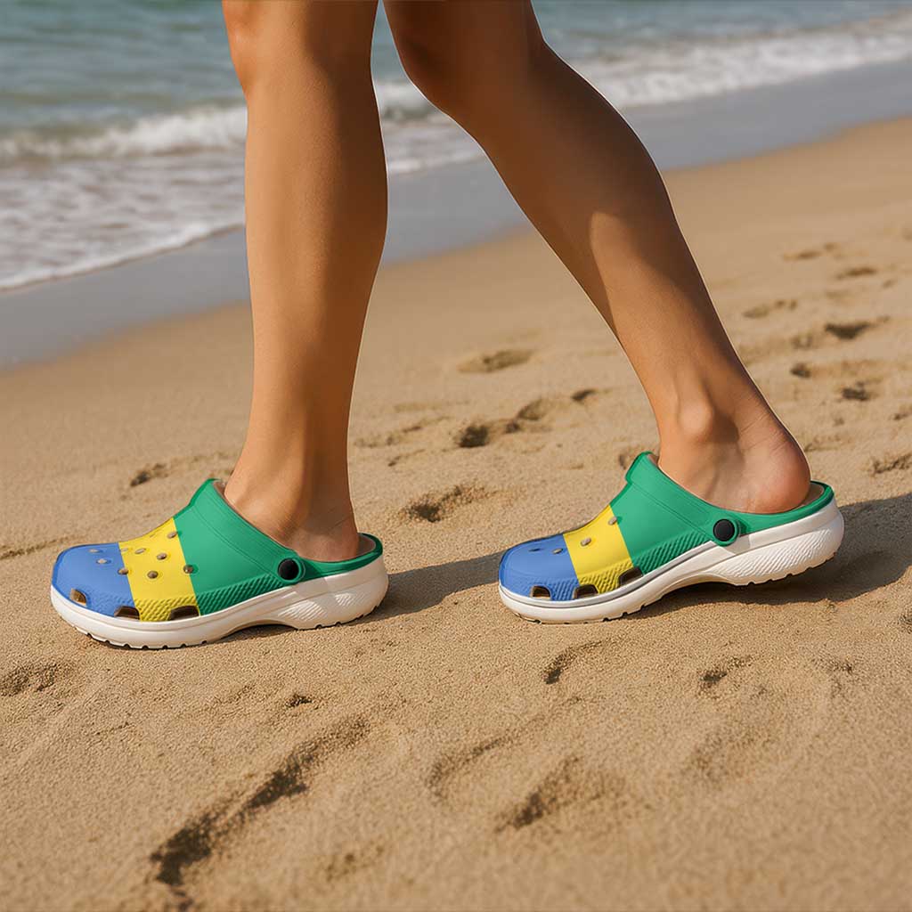 African Proud Gabon Flag Clogs Shoes - Wonder Print Shop