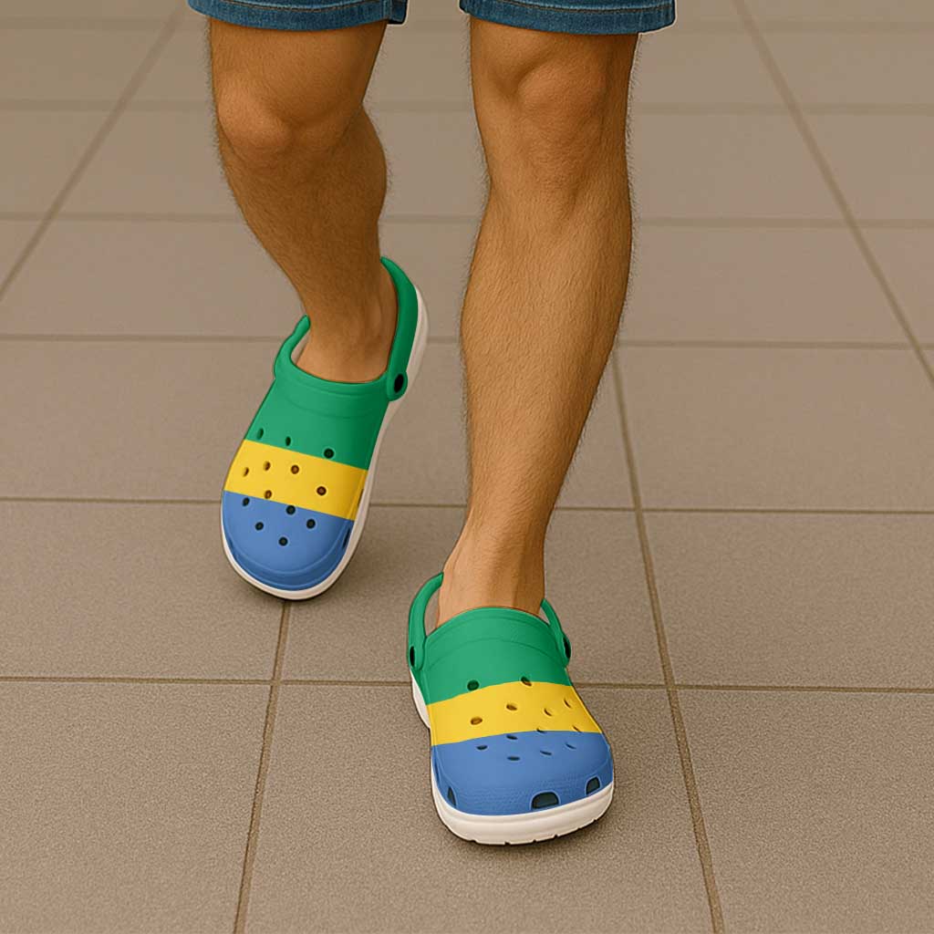African Proud Gabon Flag Clogs Shoes - Wonder Print Shop