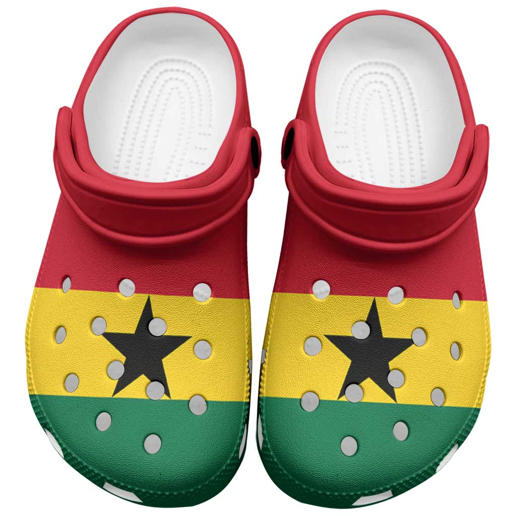 African Proud Ghana Flag Clogs Shoes - Wonder Print Shop