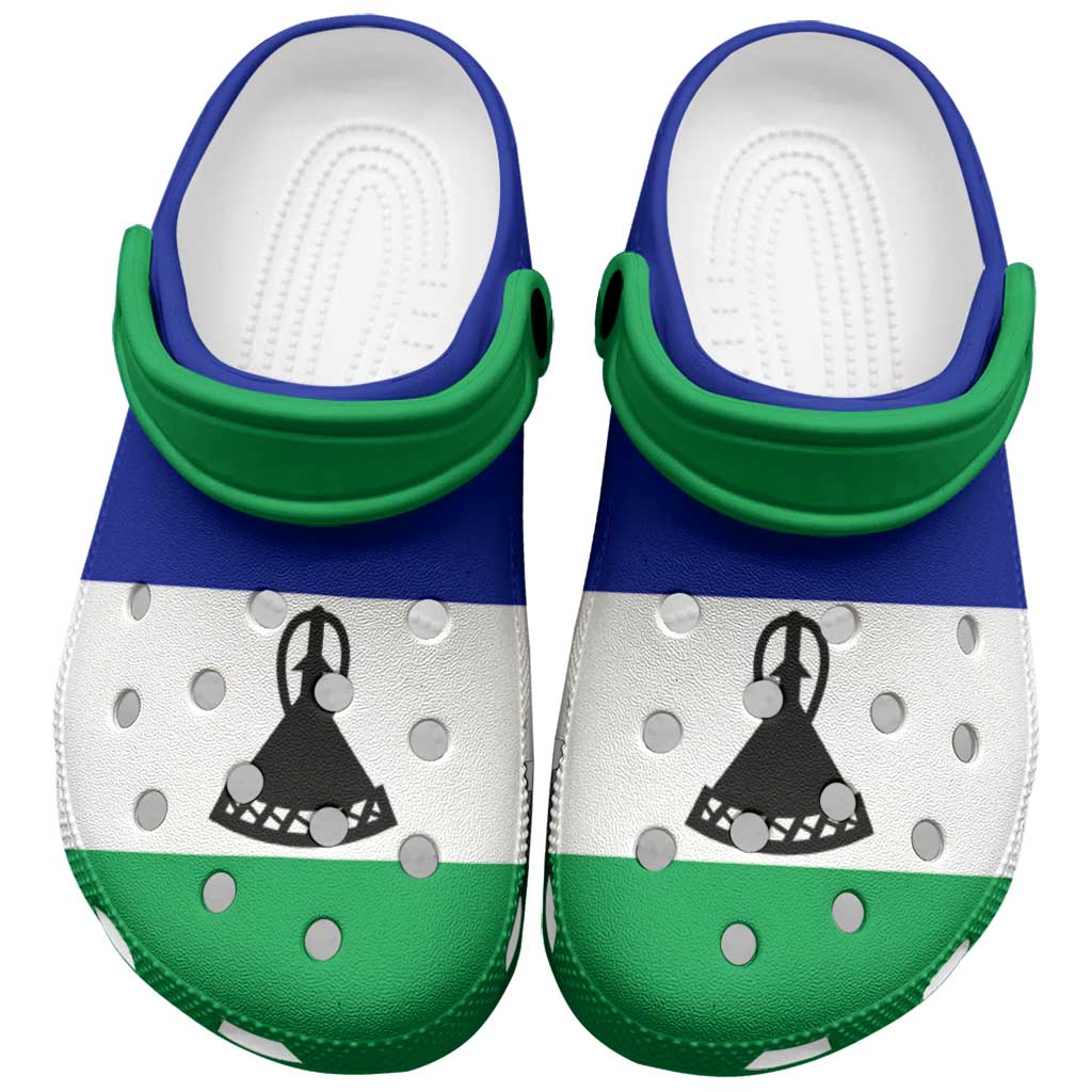 African Proud Lesotho Flag Clogs Shoes - Wonder Print Shop