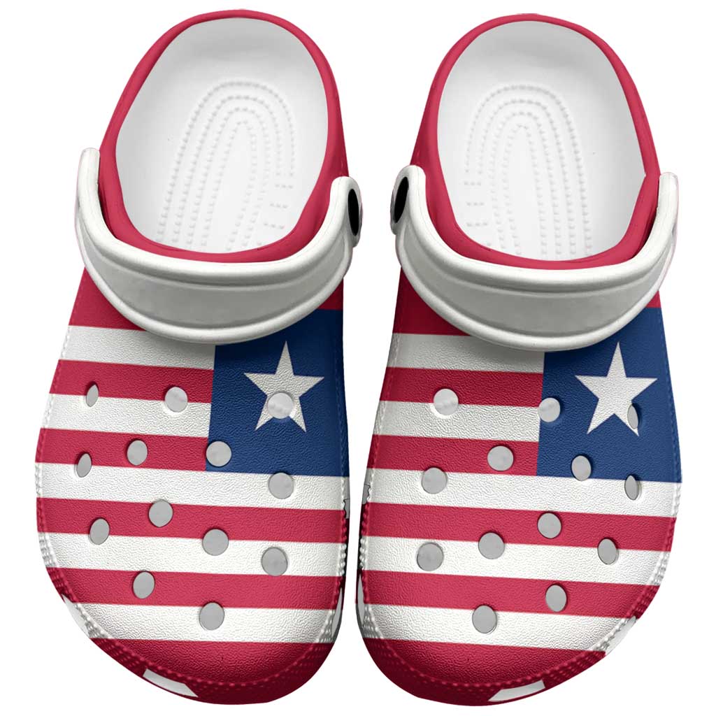 African Proud Liberia Flag Clogs Shoes - Wonder Print Shop