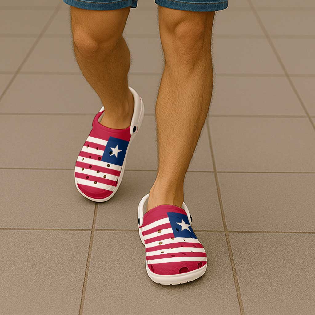 African Proud Liberia Flag Clogs Shoes - Wonder Print Shop