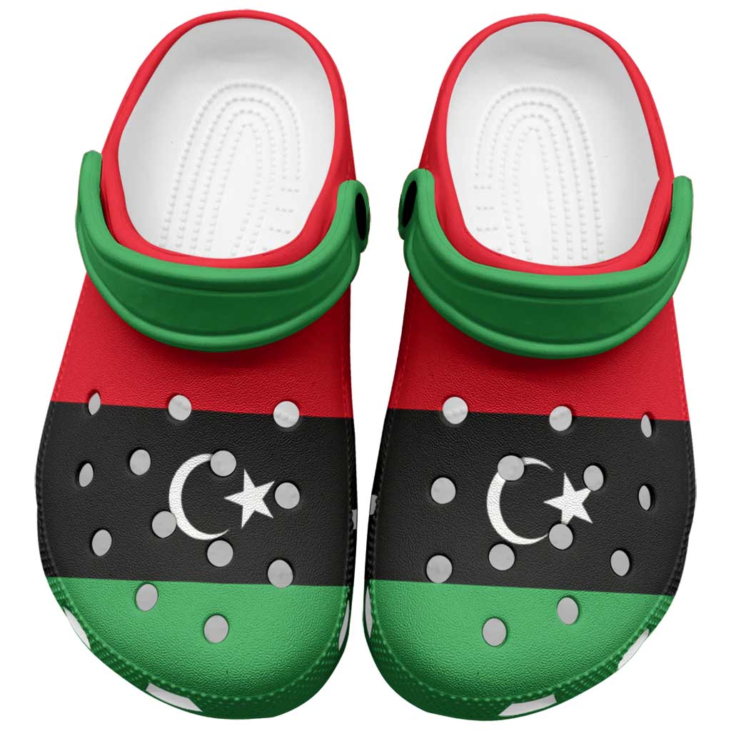 African Proud Libya Flag Clogs Shoes - Wonder Print Shop