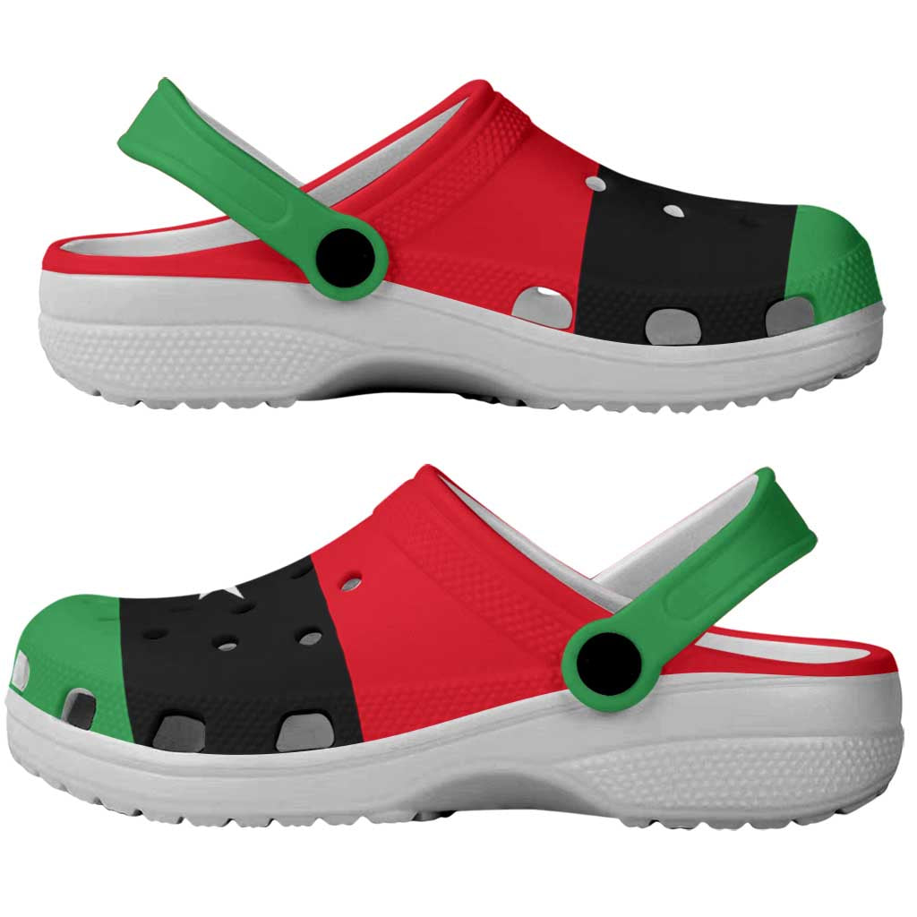 African Proud Libya Flag Clogs Shoes - Wonder Print Shop
