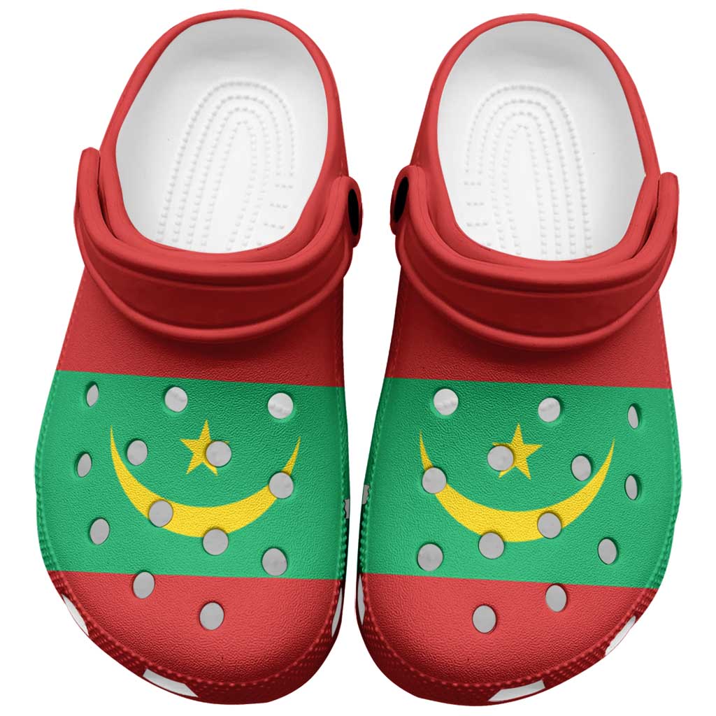 African Proud Mauritania Flag Clogs Shoes - Wonder Print Shop
