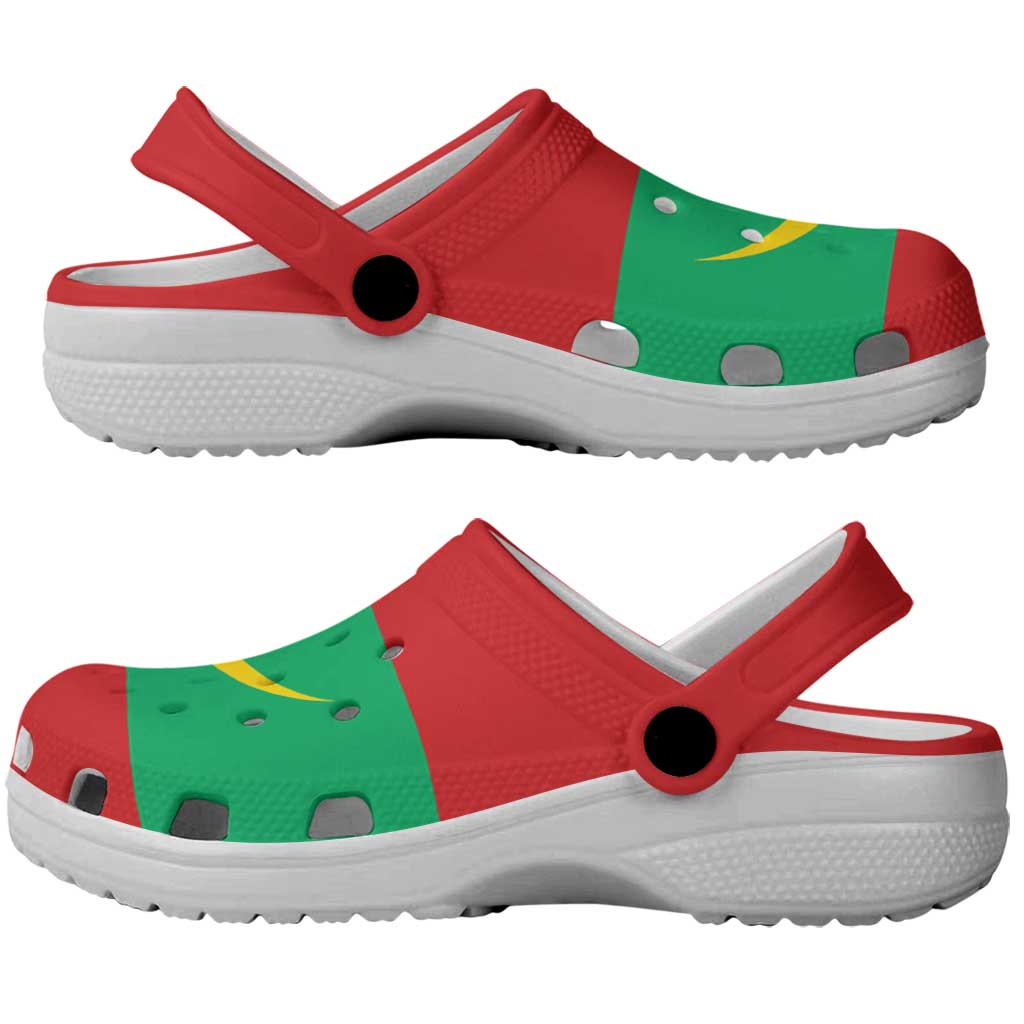 African Proud Mauritania Flag Clogs Shoes - Wonder Print Shop