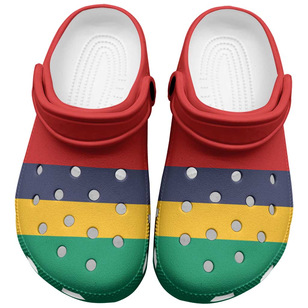 African Proud Mauritius Flag Clogs Shoes - Wonder Print Shop
