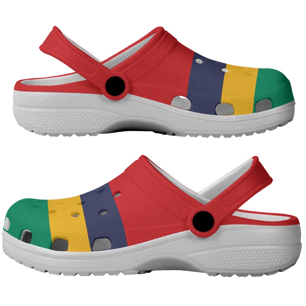 African Proud Mauritius Flag Clogs Shoes - Wonder Print Shop