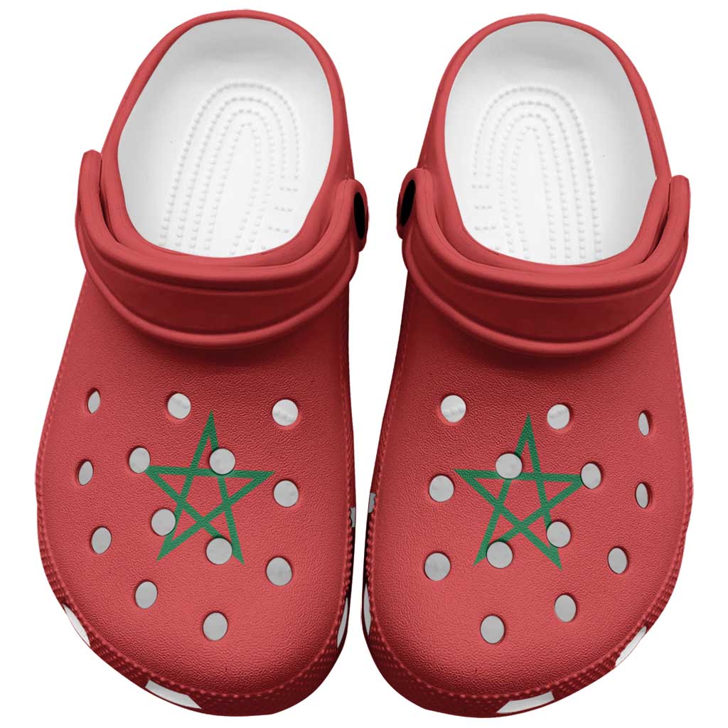 African Proud Morocco Flag Clogs Shoes - Wonder Print Shop