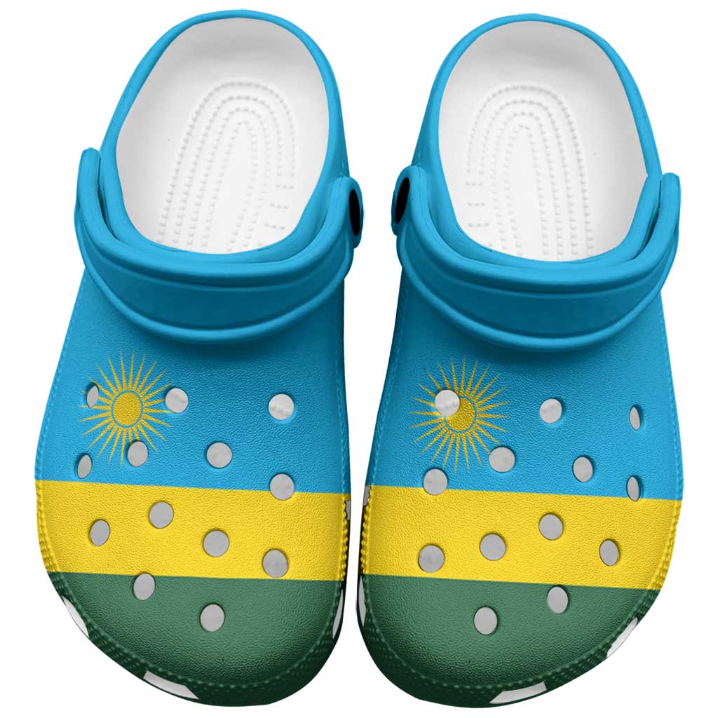 African Proud Rwanda Flag Clogs Shoes - Wonder Print Shop