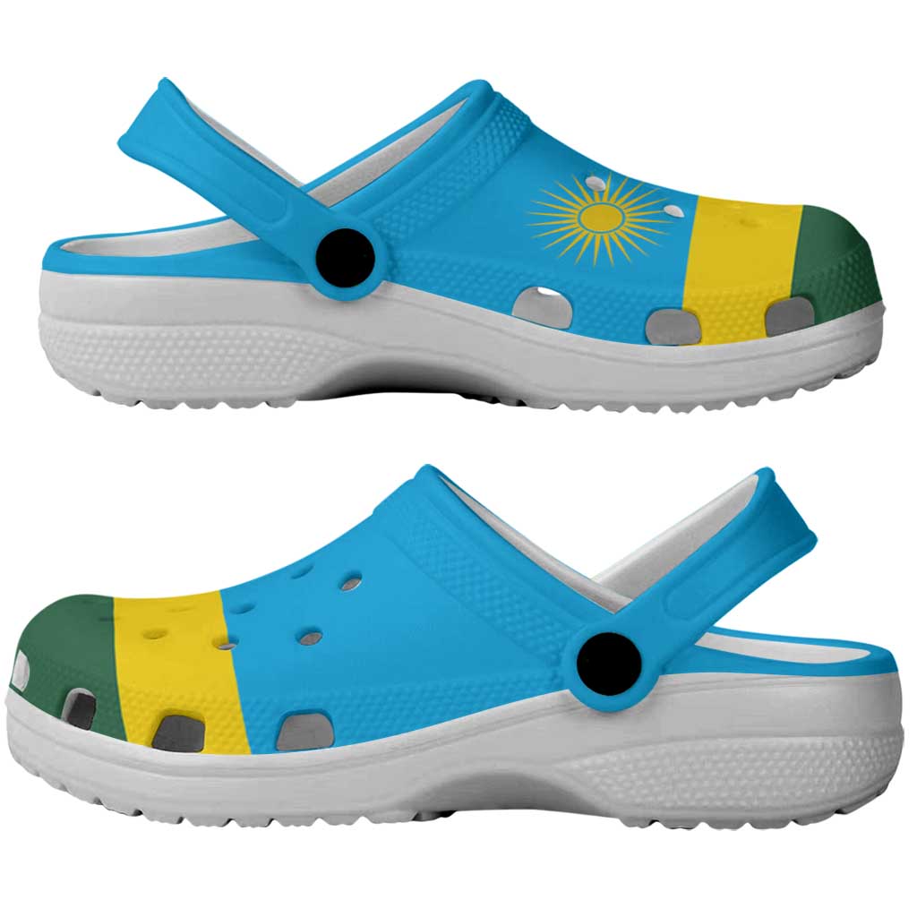 African Proud Rwanda Flag Clogs Shoes - Wonder Print Shop