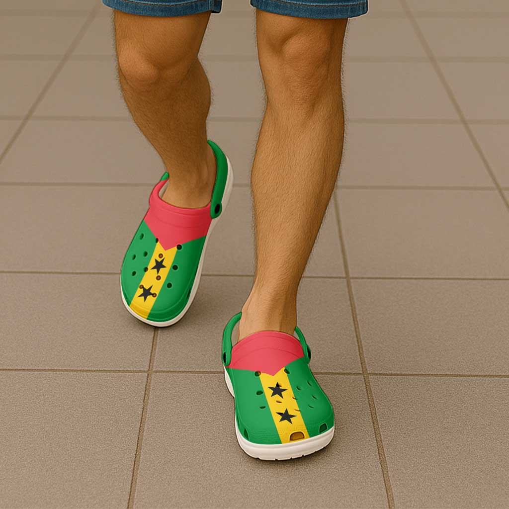 African Proud  Sao Tome and Principe Flag Clogs Shoes - Wonder Print Shop