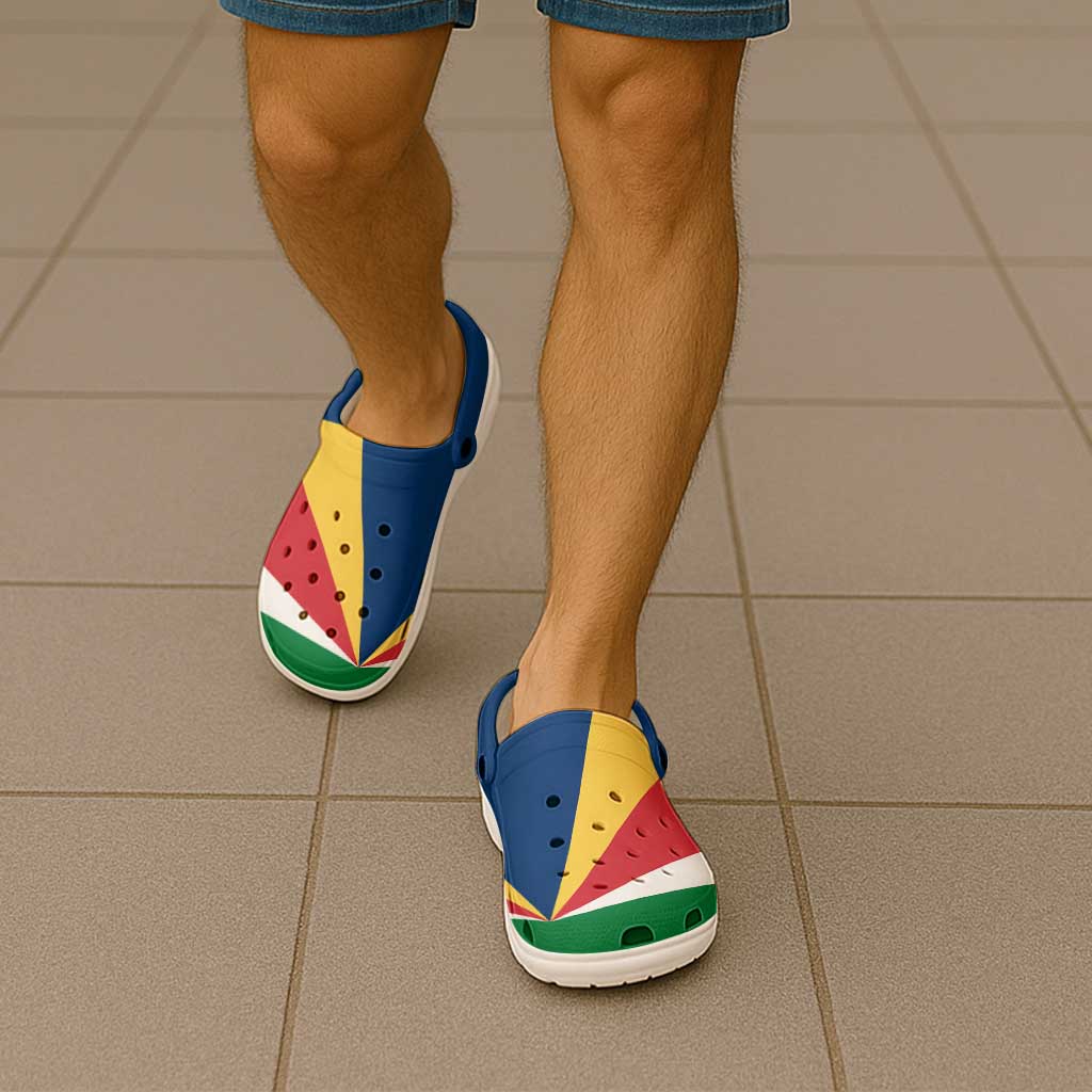 African Proud Seychelles Flag Clogs Shoes - Wonder Print Shop