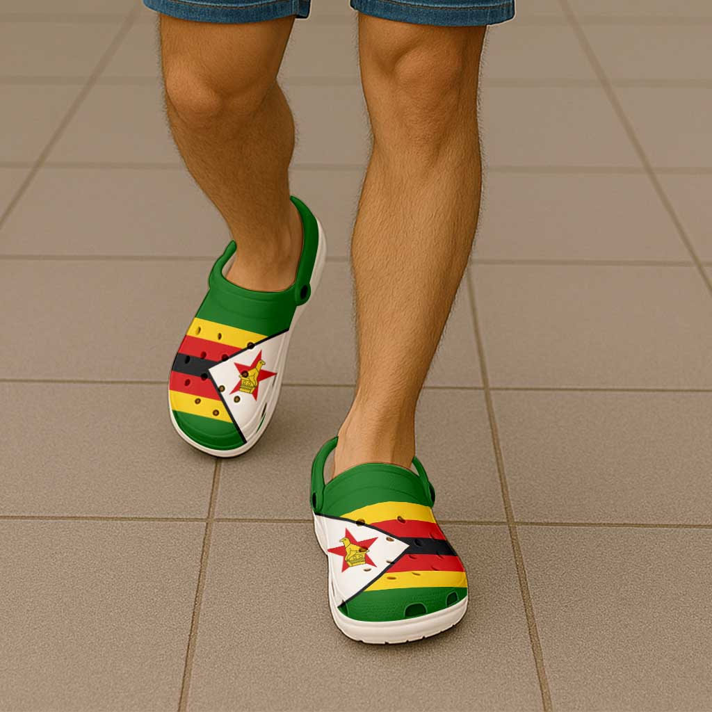 African Proud Zimbabwe Flag Clogs Shoes - Wonder Print Shop