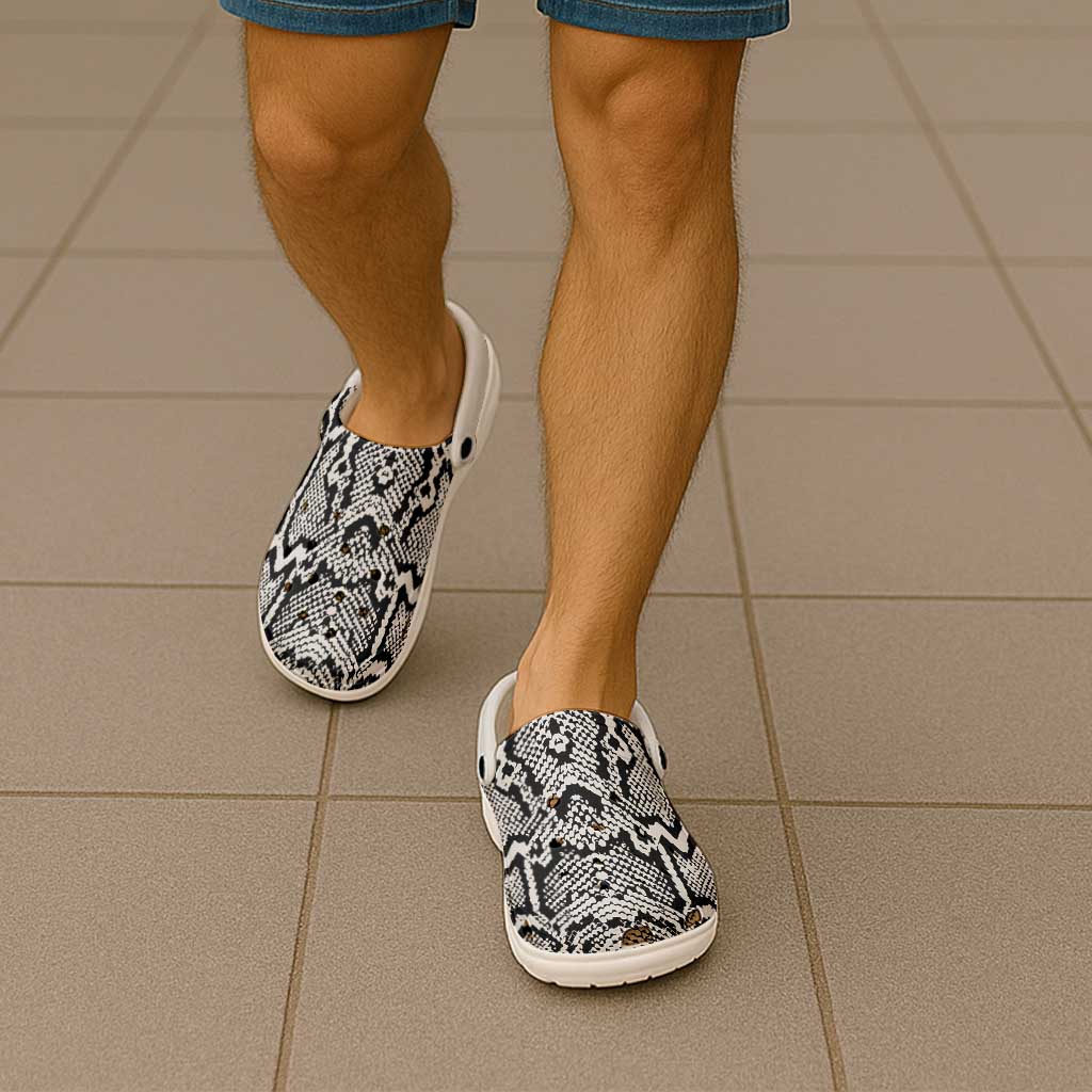 African Snake Skin Pattern Clogs Shoes - Wonder Print Shop