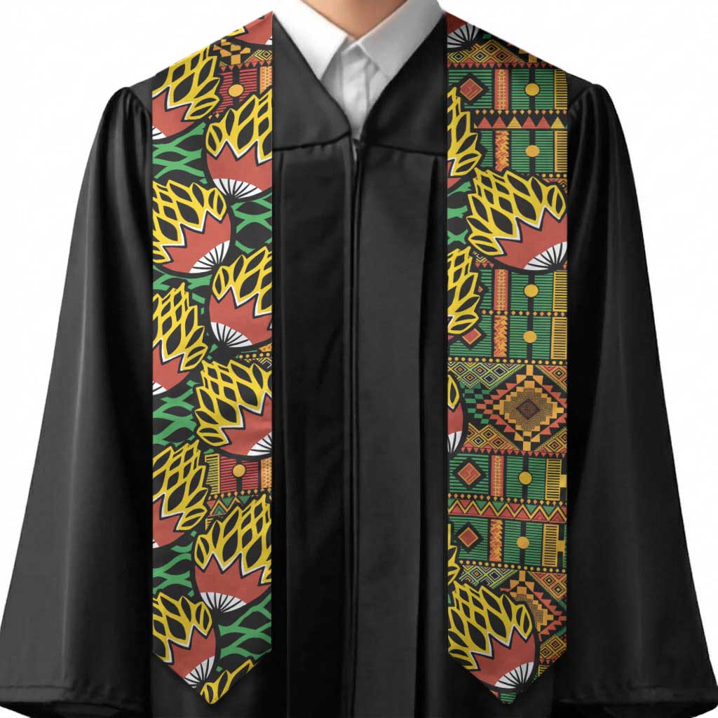 African Tribal Geometric Mixed Kanga Pattern Graduation Stole