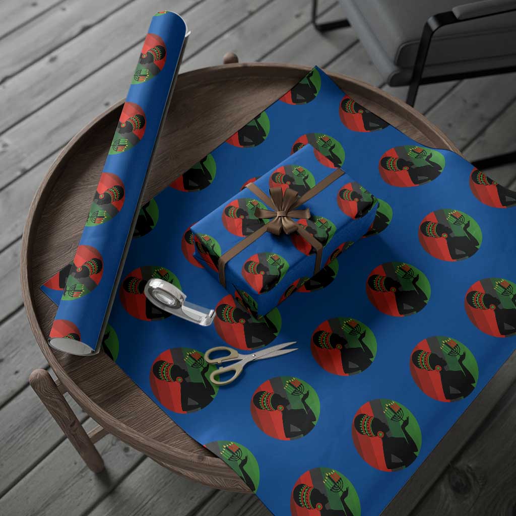 African Woman With Kinara Wrapping Paper Roll Happy Kwanzaa Cultural Pride Gift - Wonder Print Shop