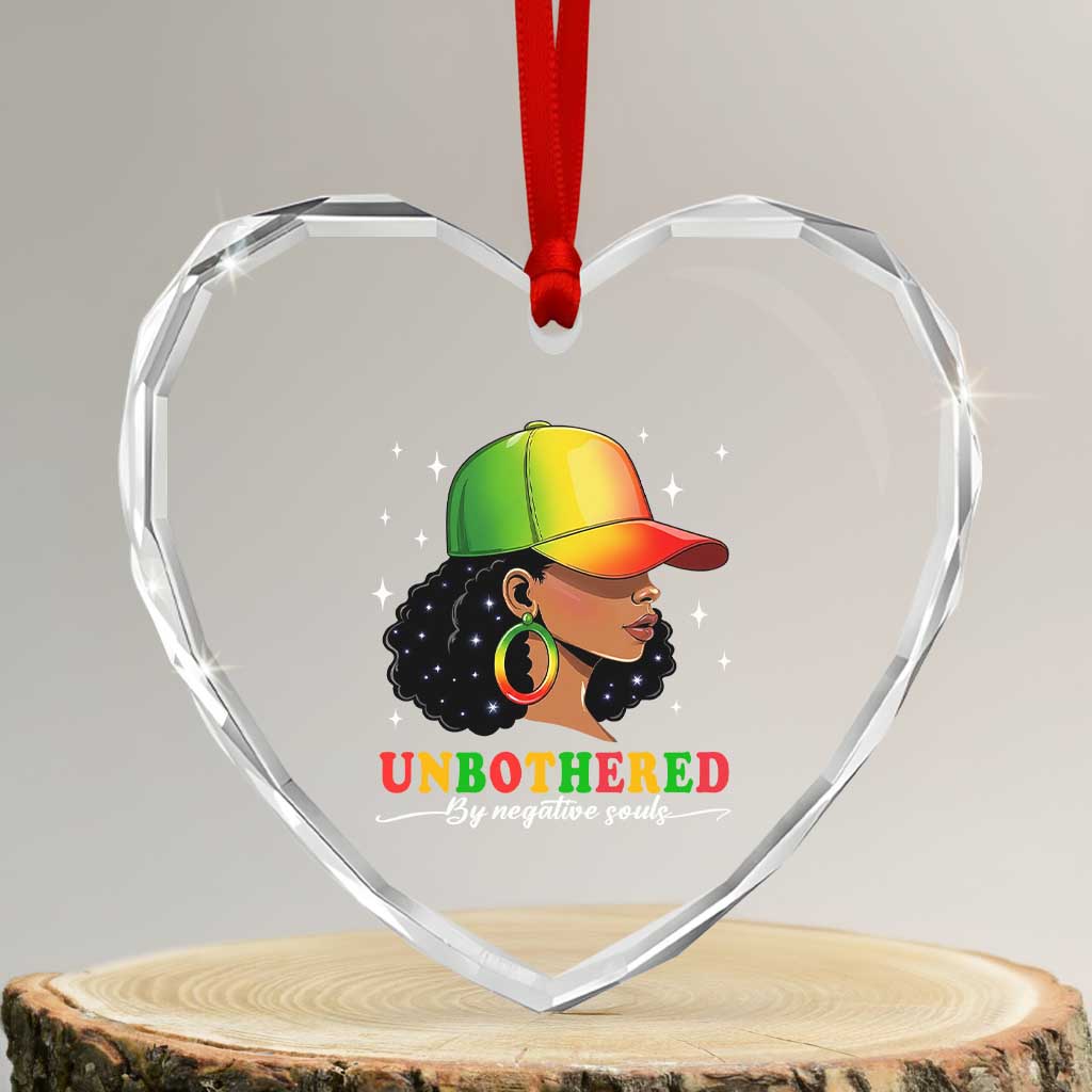 Afro African American Heart Crystal Glass Ornament Unbothered By Negative Souls Black Sassy Queen