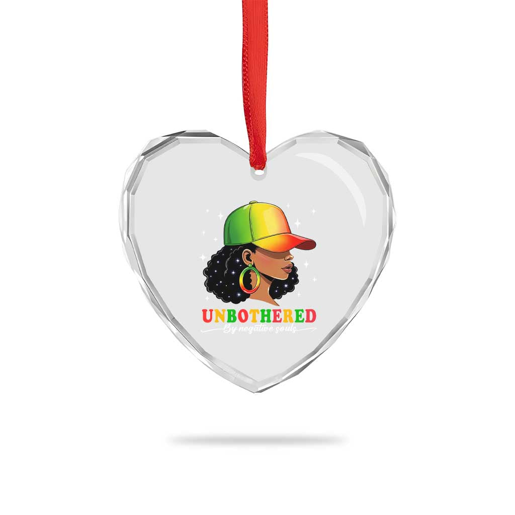 Afro African American Heart Crystal Glass Ornament Unbothered By Negative Souls Black Sassy Queen