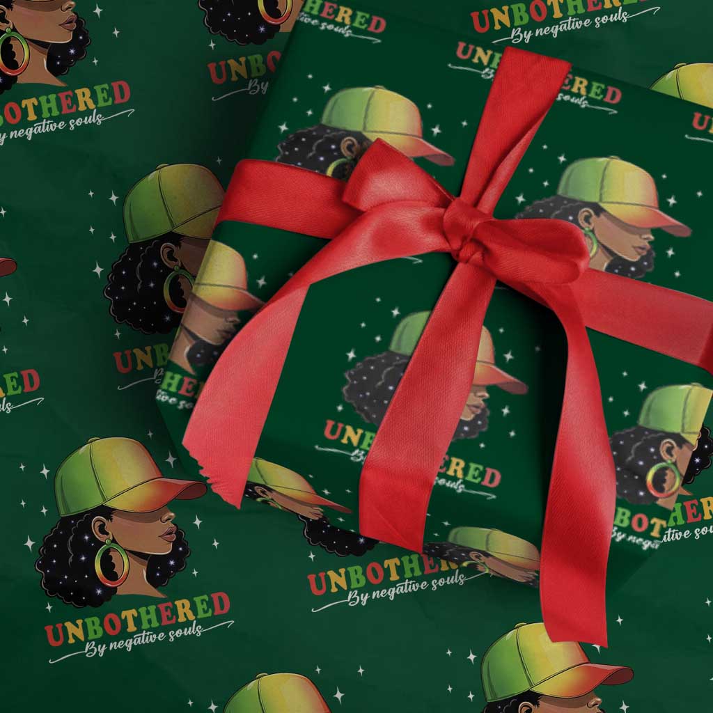Afro African American Wrapping Paper Roll Unbothered By Negative Souls Black Sassy Queen